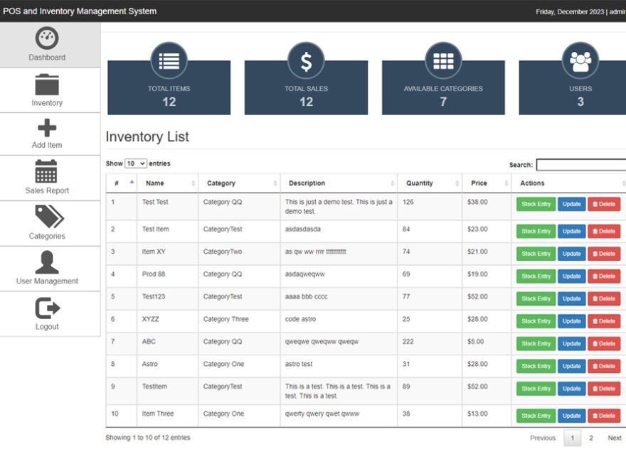 Free download Point Of Sales and Inventory Management System in PHP CodeIgniter Source Code with database MySQL