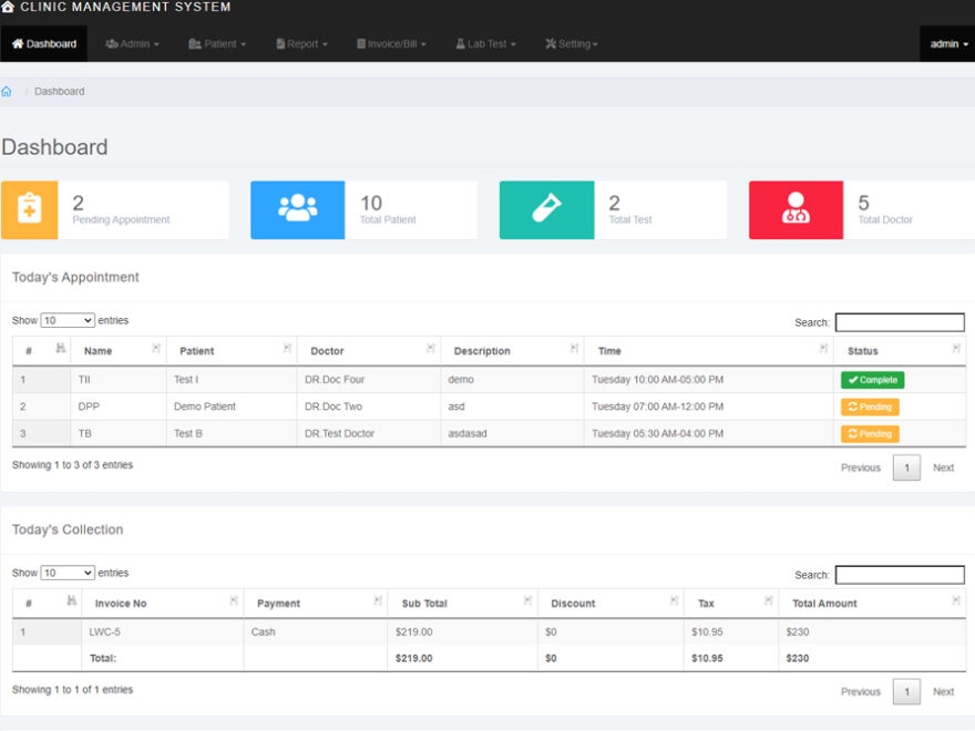Free download Clinic Management System source code in PHP Laravel with MySQL Database